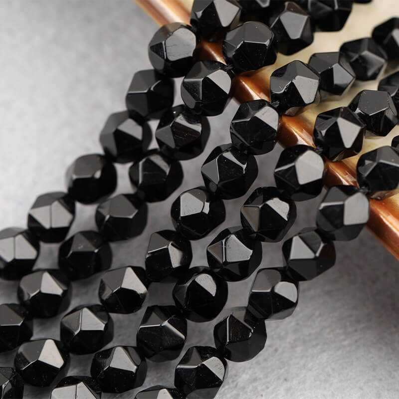 Natural Faceted Gemstone Beads Wholesale black agate