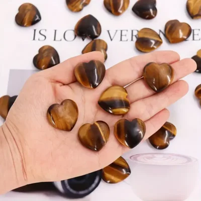 10Pcs Polished Tiger Eye Heart Stone Wholesale 1