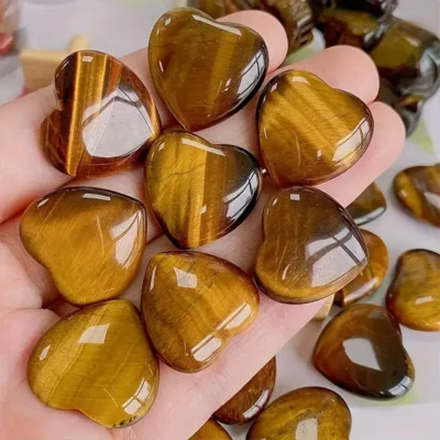 10Pcs Polished Tiger Eye Heart Stone Wholesale  (4)