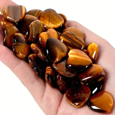 10Pcs Polished Tiger Eye Heart Stone Wholesale 5