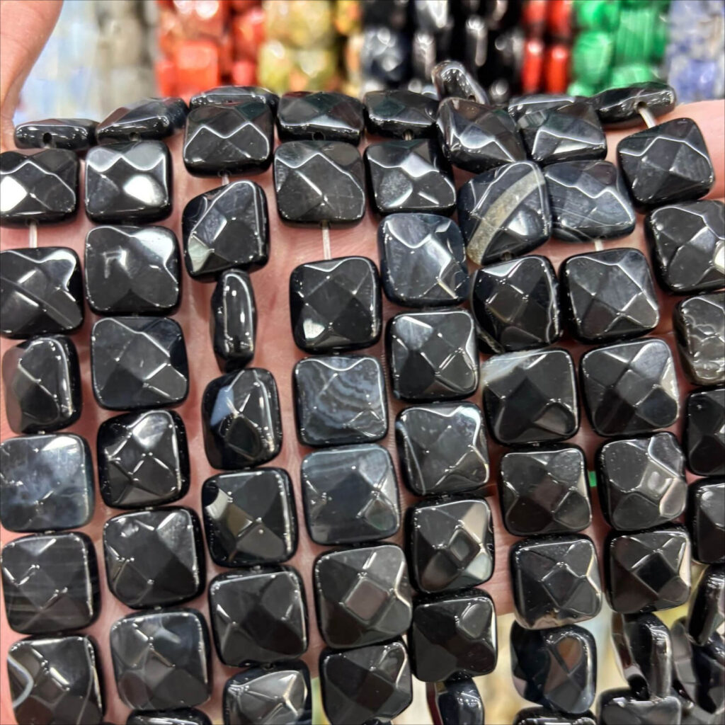 12mm Faced Square Beads for Jewelry Making - Imagen 3