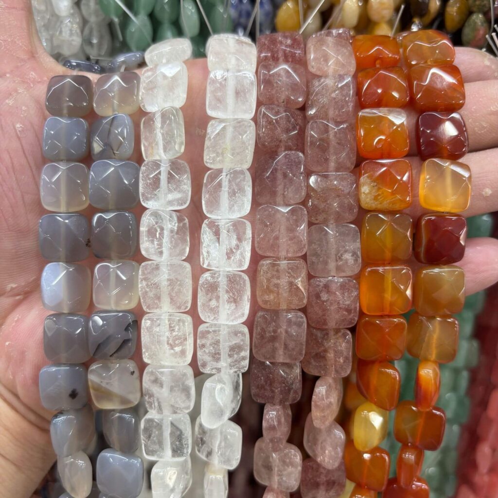 12mm Faced Square Beads for Jewelry Making