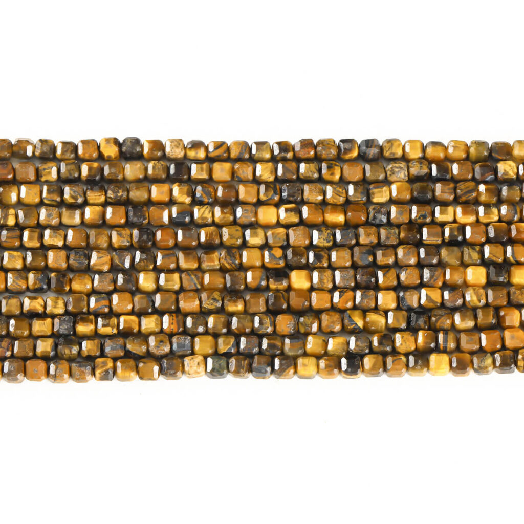 3/4mm Square Cubic Faceted Tiger Eye Beads Wholesale - immagine 3