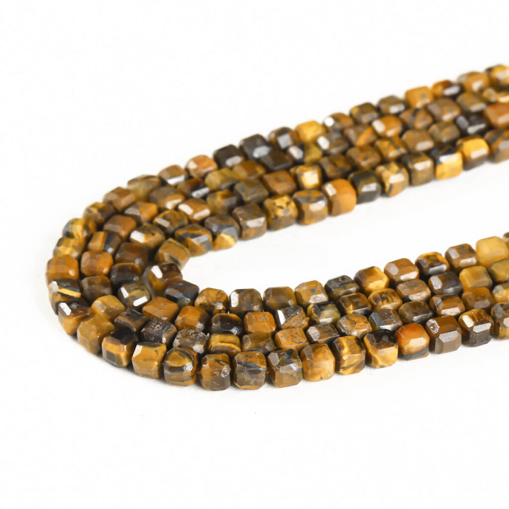 3/4mm Square Cubic Faceted Tiger Eye Beads Wholesale - immagine 6