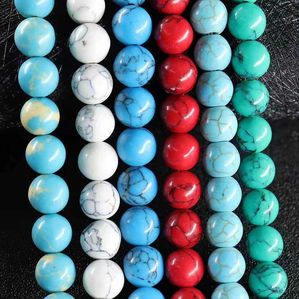 4-12mm GreenWhiteRedBlue Round Turquoise Beads Wholesale