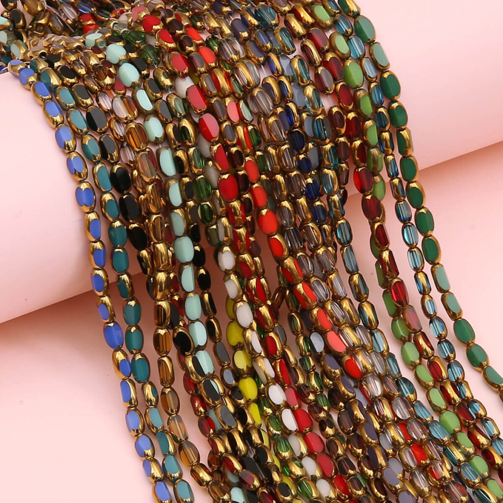 4mm Faceted Glass Beads Oval for DIY Jewelry Making