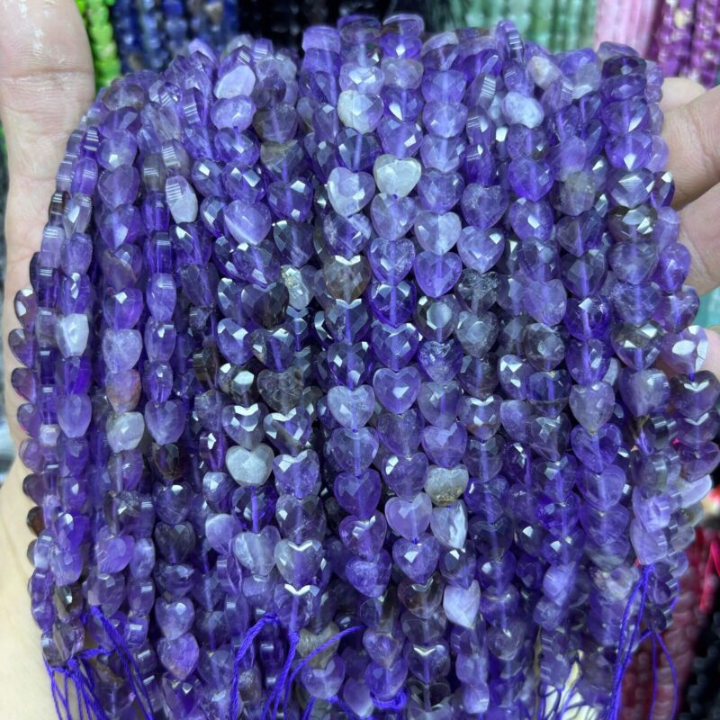 8mm Heart Gemstone Beads Wholesale Faceted Beads 12