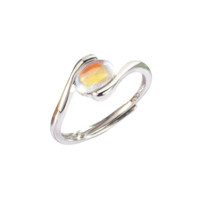 Adjustable Womens Moonstone Ring Crystal Jewelry 4