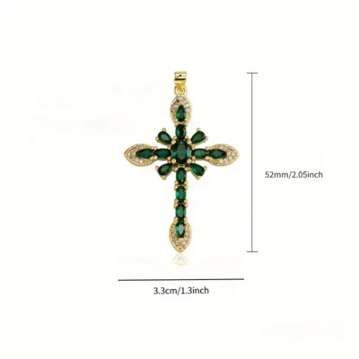 Flower Heart Cubic Zirconia Cross Nacklace 3