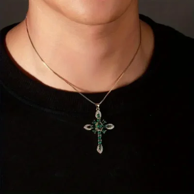 Flower Heart Cubic Zirconia Cross Nacklace 6