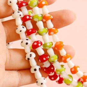 Glass Beads Mushroom Loose Stone DIY Accessories Wholesale 10