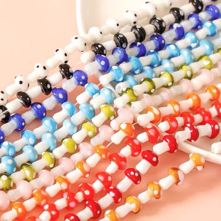 Glass Beads Mushroom Loose Stone DIY Accessories Wholesale