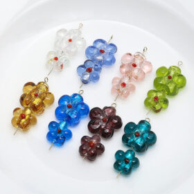 Glass Flower Beads for Jewelry Making DIY Bulk 10