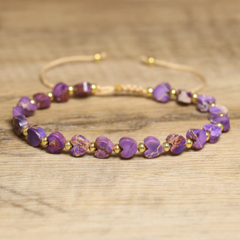 Heart Shaped Beaded Bracelets for Women Wholesale purple