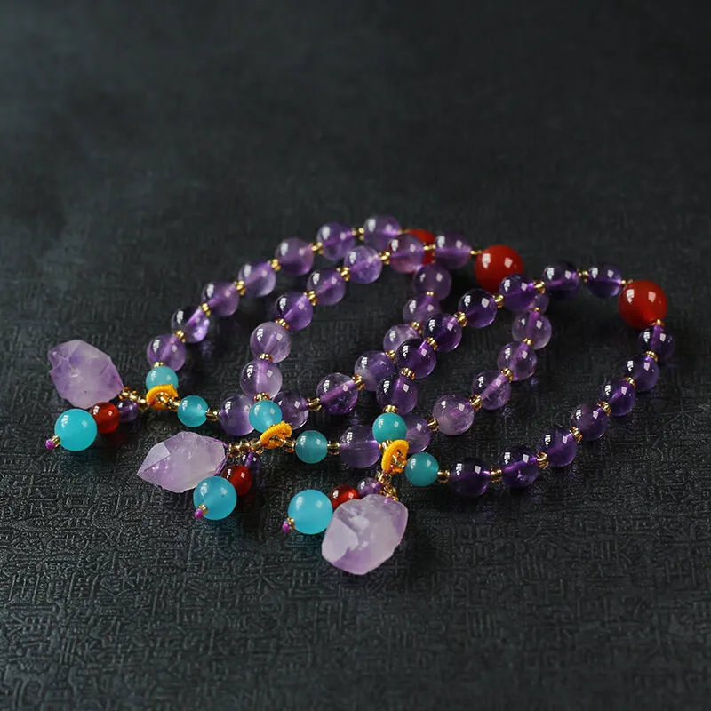Alternativ vy av 8mm Natural Amethyst Beads Bracelet Wholesale