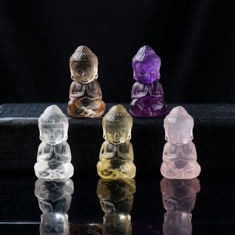 Natural Amethyst Clear Quartz Buddha Crystal Carving Wholesale (2)