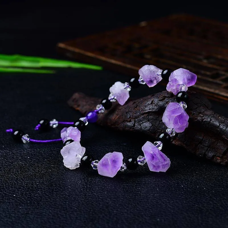 Alternativ vy av Raw Amethyst Crystal Bracelet Bulk