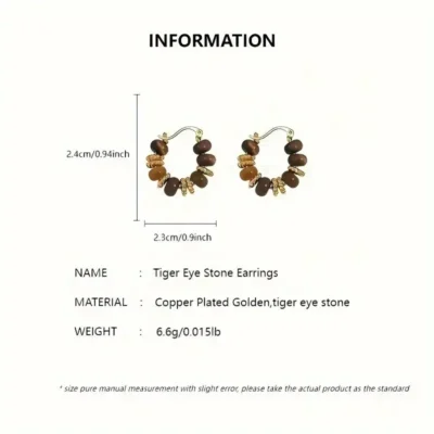 Retro French Tiger Eye Hoop Earrings Wholesale 4