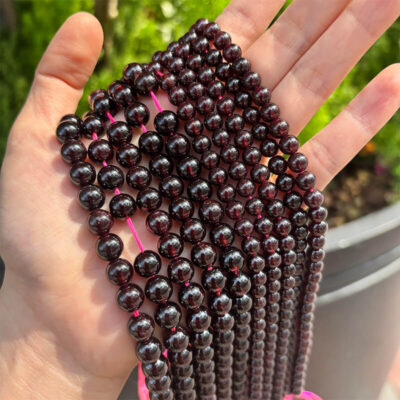 Round Shaped Natural Garnet Stone Beads for Jewelry Making Bulk 1