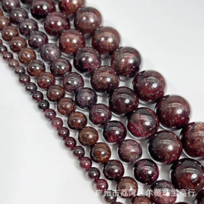 Round Shaped Natural Garnet Stone Beads for Jewelry Making Bulk 3