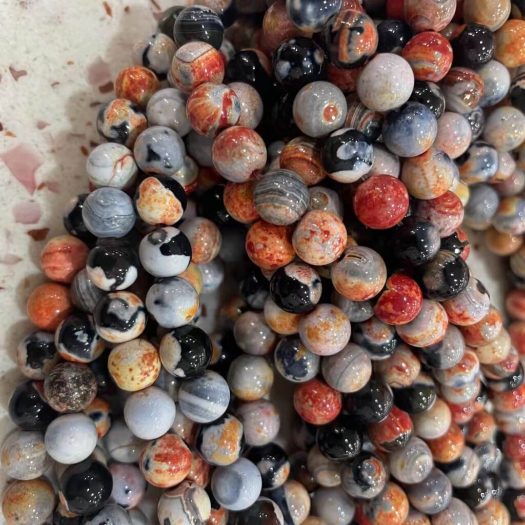 Round Shaped Red Natural Fire Agate Beads Bulk – Bild 3