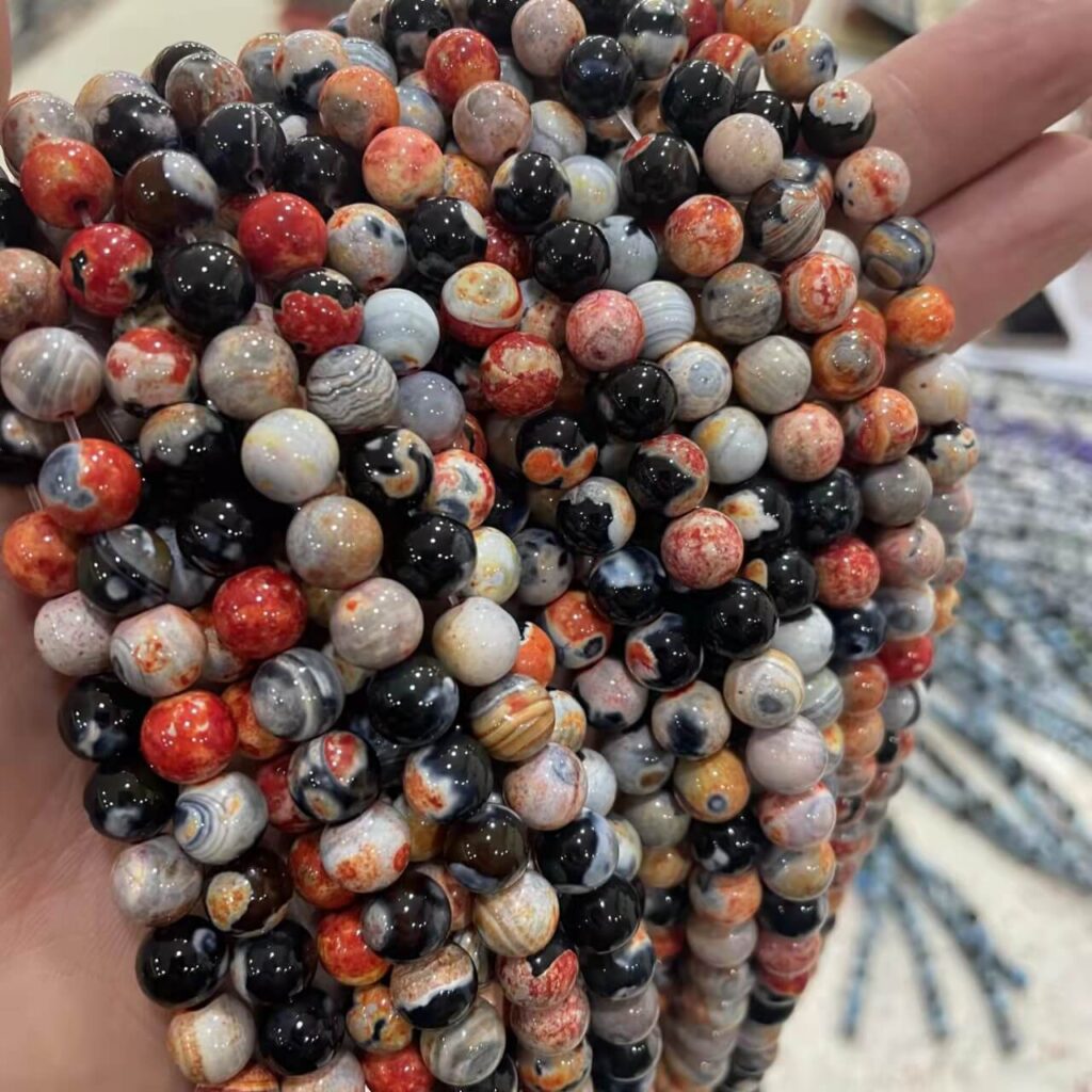 Round Shaped Red Natural Fire Agate Beads Bulk – Bild 5
