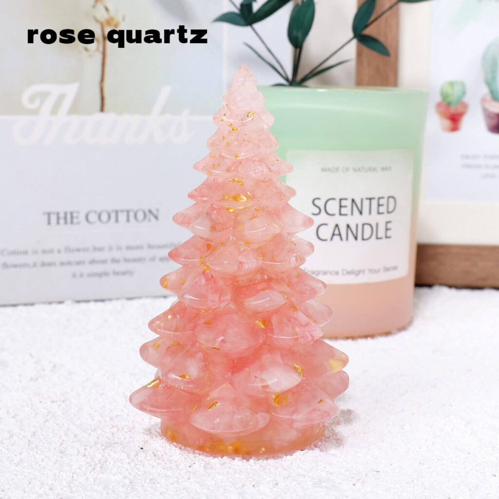 Seven-color Natural Crystal Christmas Tree Festival Decoration Gift--rose quartz