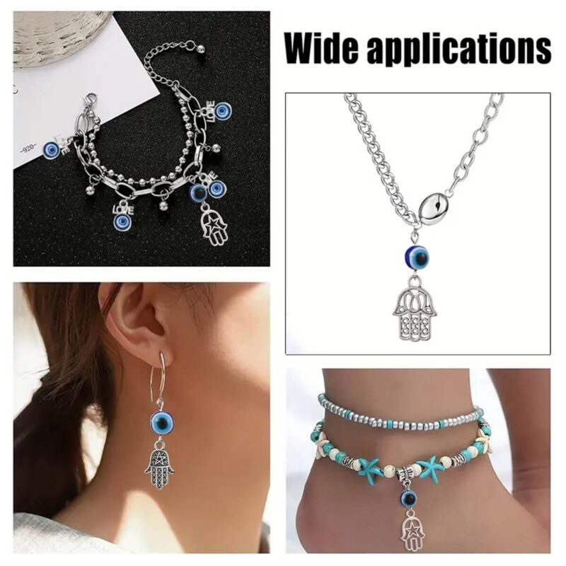 10Pcs Retro Bohemian Style Evil Eye Hand of Fatima Charms Wholesale 4