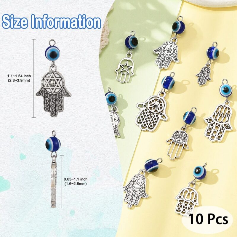 10Pcs Retro Bohemian Style Evil Eye Hand of Fatima Charms Wholesale 5