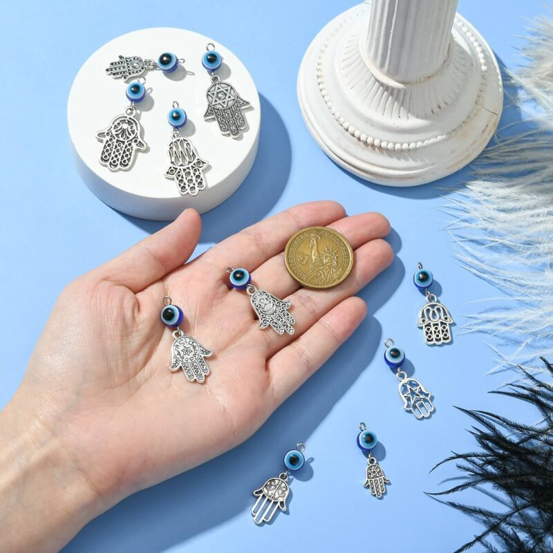 10Pcs Retro Bohemian Style Evil Eye Hand of Fatima Charms Wholesale 6