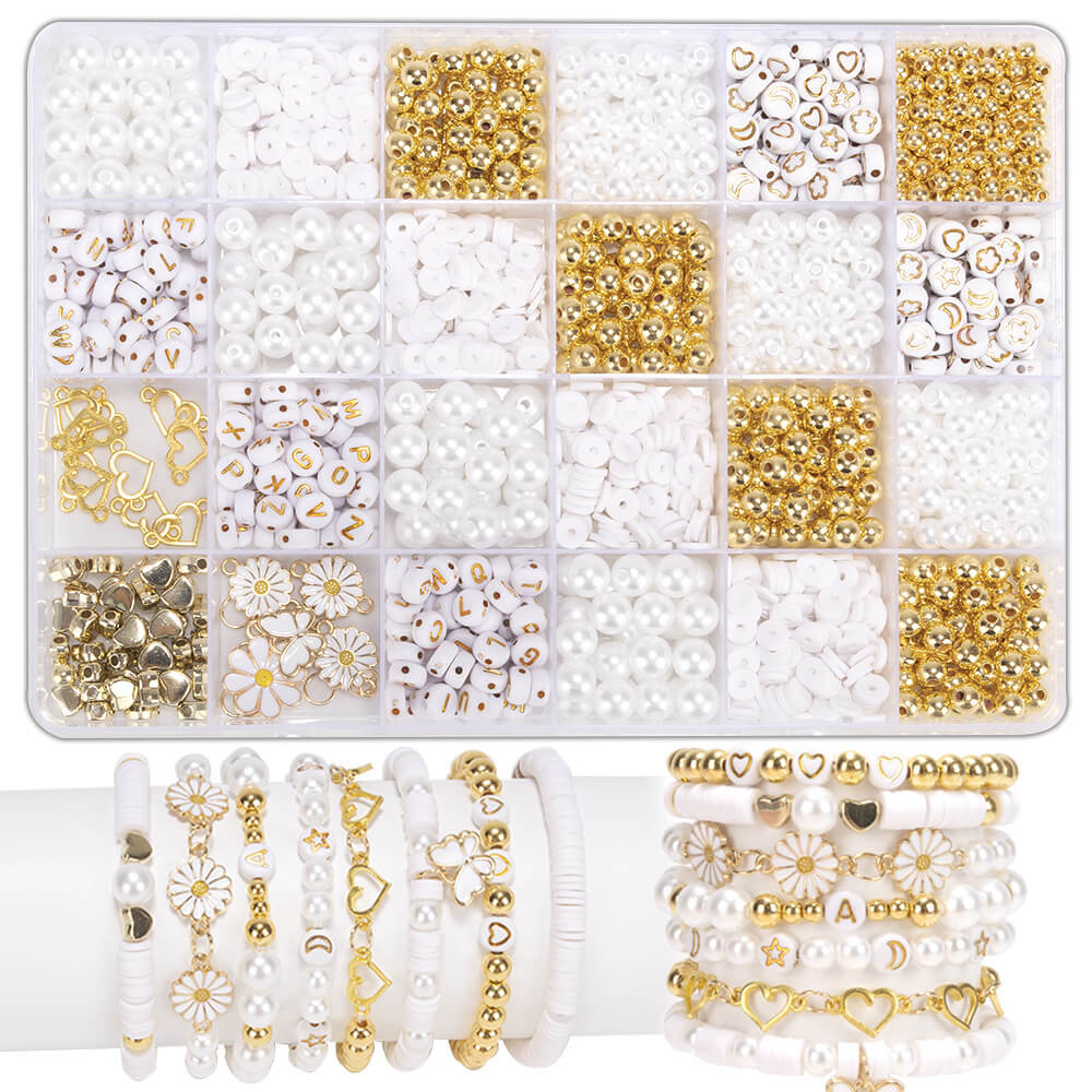 1500pcs Polymer Clay Beads Kit Alphabet Charms in 24 Grids Box