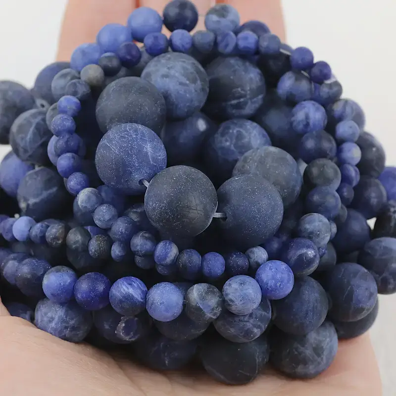 1Strand 4 12mm Lapis Lazuli Beads Matte Frosted Blue 5