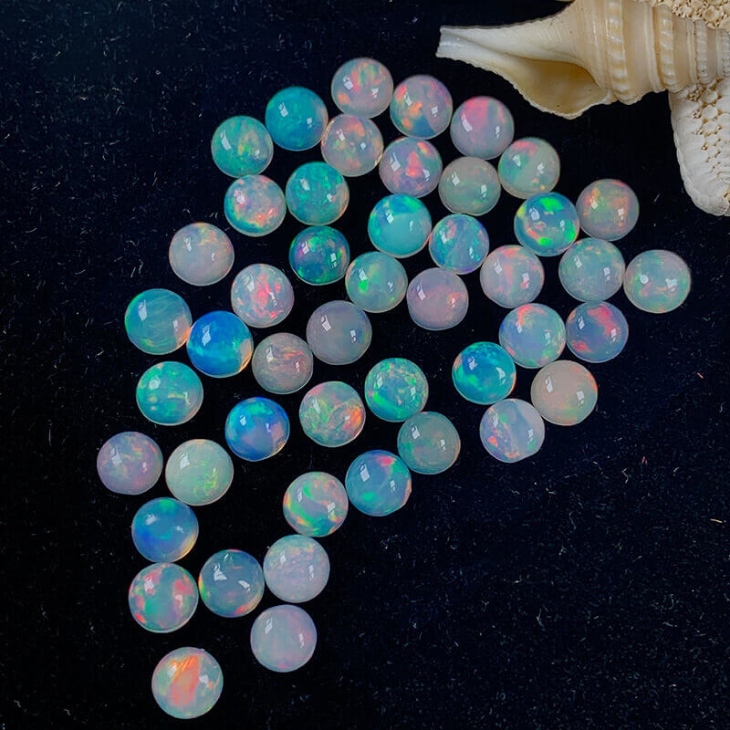3 7mm Natural Saprkling Round Opal Birthstone Gemstone 2 1