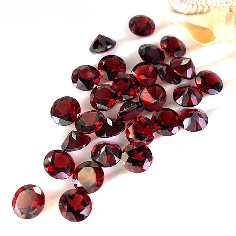 3 8mm Round Red Garnet Birthstone 4