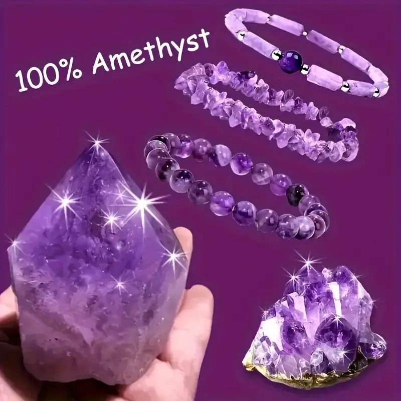 Alternative view of 3Pcs Elegant Natural Amethyst Bracelet Kit Buk