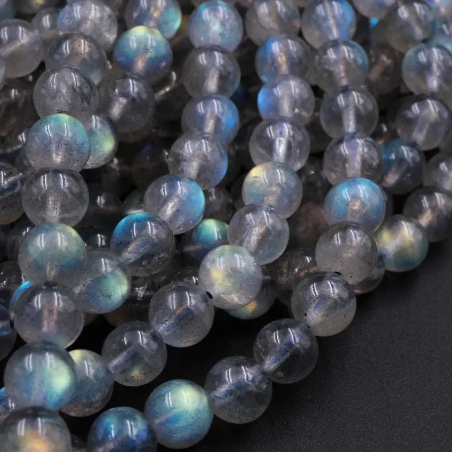 Alternative view of 4-10mm 5A Blue Flash Labradorite Beads Bulk