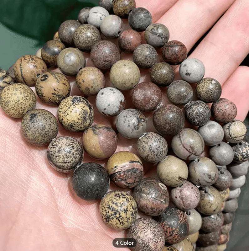 4-12mm Smooth Round Flower Jasper Beads for DIY Jewelry