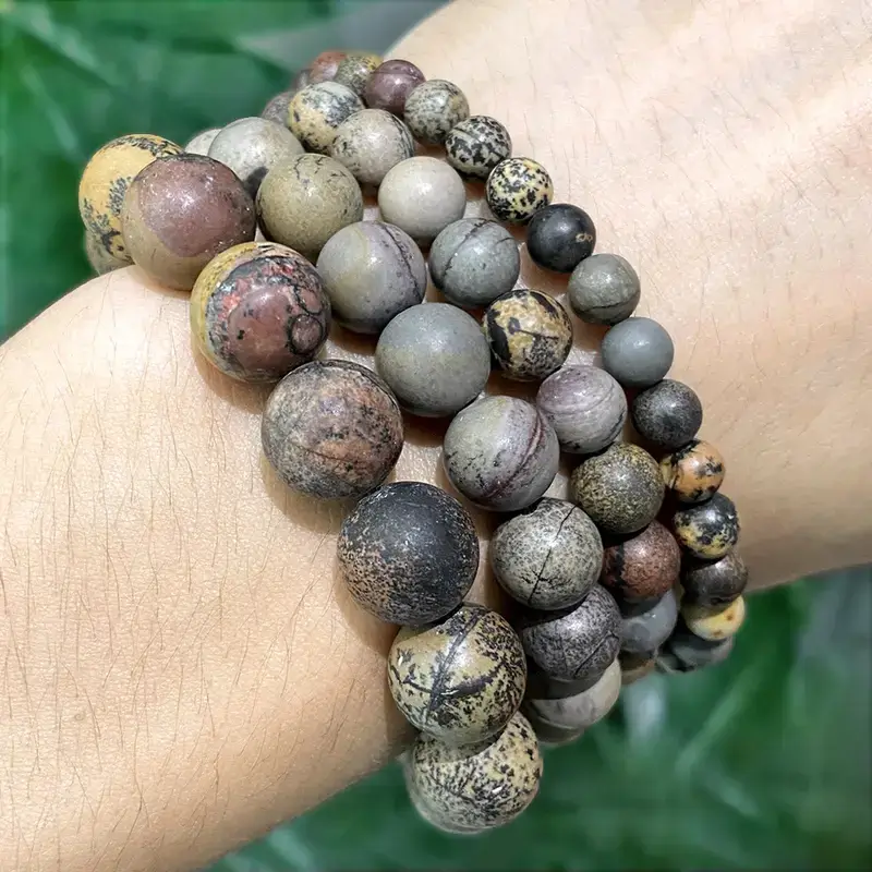 4 12mm Smooth Round Flower Jasper Beads for DIY Jewelry 1