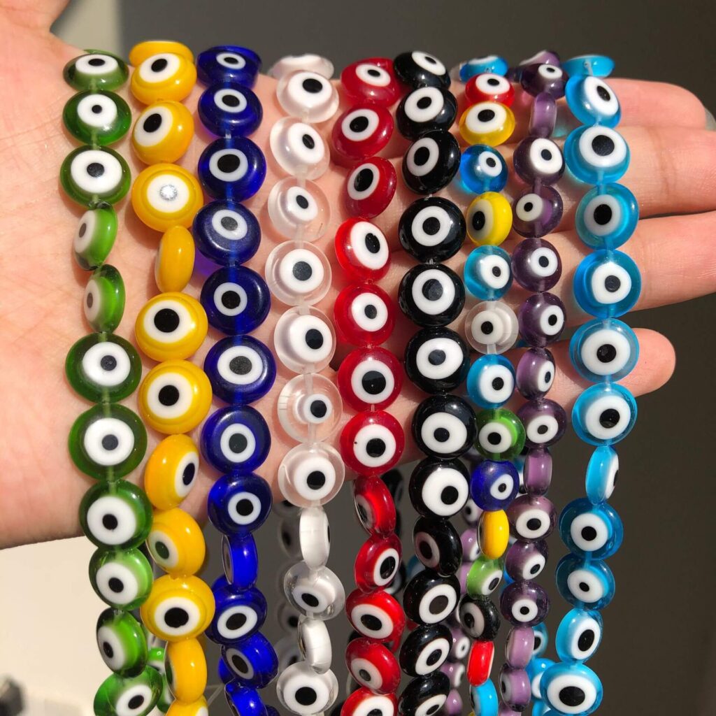 6-10mm Flat Glass Evil Eye Beads Bulk