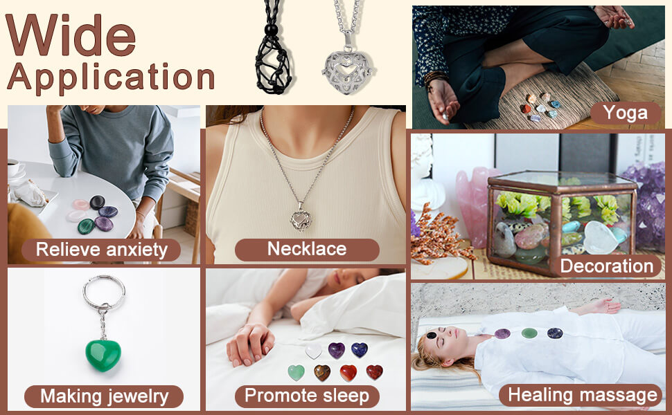 7 Chakra Crystal Stone Hollow Heart Necklace Set 5