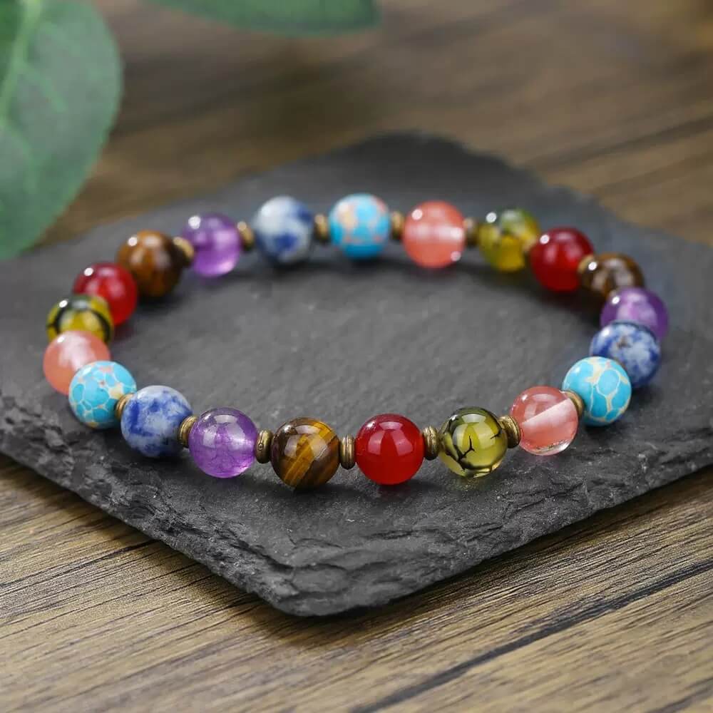 Alternative view of 7 Colors Genuine Tiger Eye Stone Bracelet Round Beads