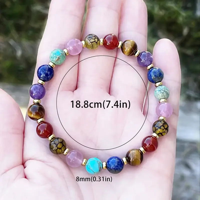7 Colors Genuine Tiger Eye Stone Bracelet Round Beads 1