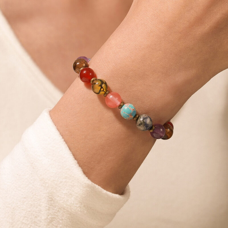 7 Colors Genuine Tiger Eye Stone Bracelet Round Beads 2