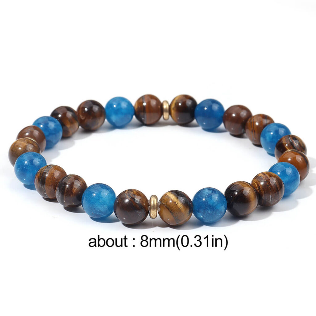 8mm Tiger Eye And Blue Apatite Bracelet - Image 5