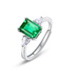 Adjustable S925 Silver Gold Plated Emerald Cut Ring​ for Birthday Engagement (1)