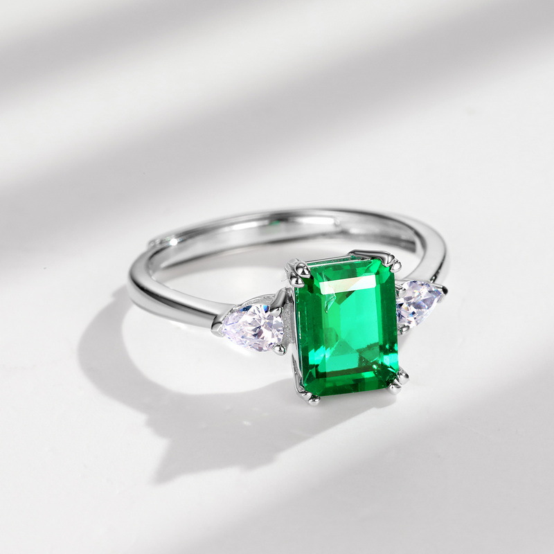 Alternative view of Adjustable S925 Silver Gold Plated Emerald Cut Ring​ for Birthday Engagement