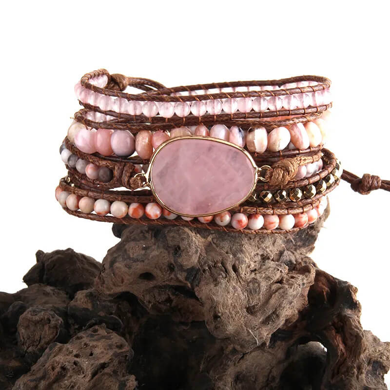 Boho Style Handmade Gemstone Bracelet with Glass Beads 2