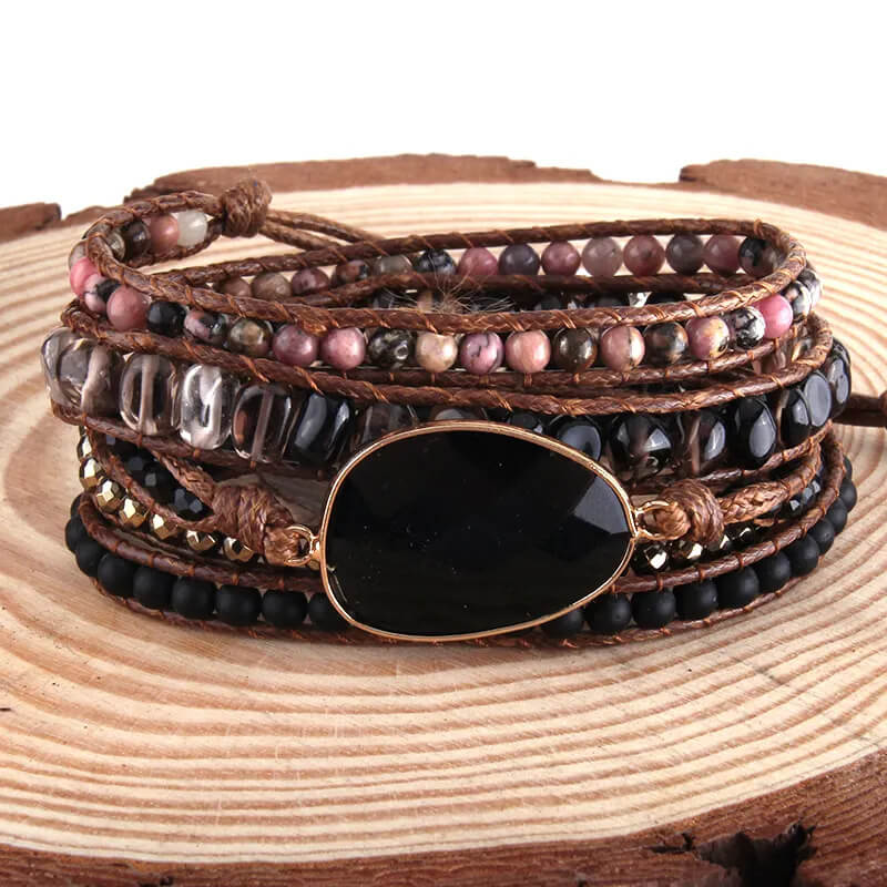 Boho Style Handmade Gemstone Bracelet with Glass Beads 3
