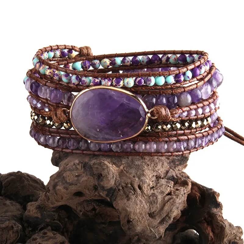 Boho Style Handmade Gemstone Bracelet with Glass Beads