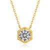 Dazzling S925 Silver Gold Plated Moissanite Diamond Pendant Necklace (1)